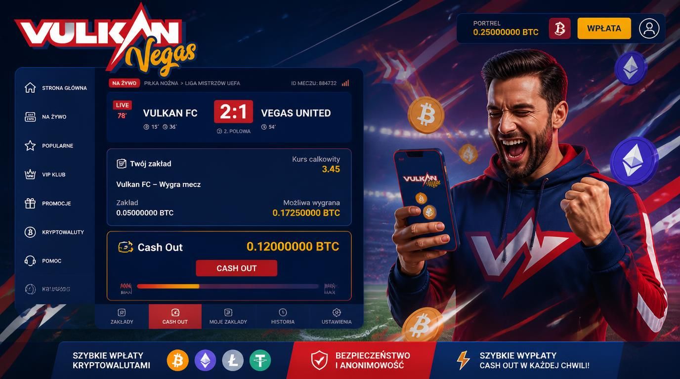 Ekran kasyna pokazujący opcję Cash Out i symbole kryptowalut
