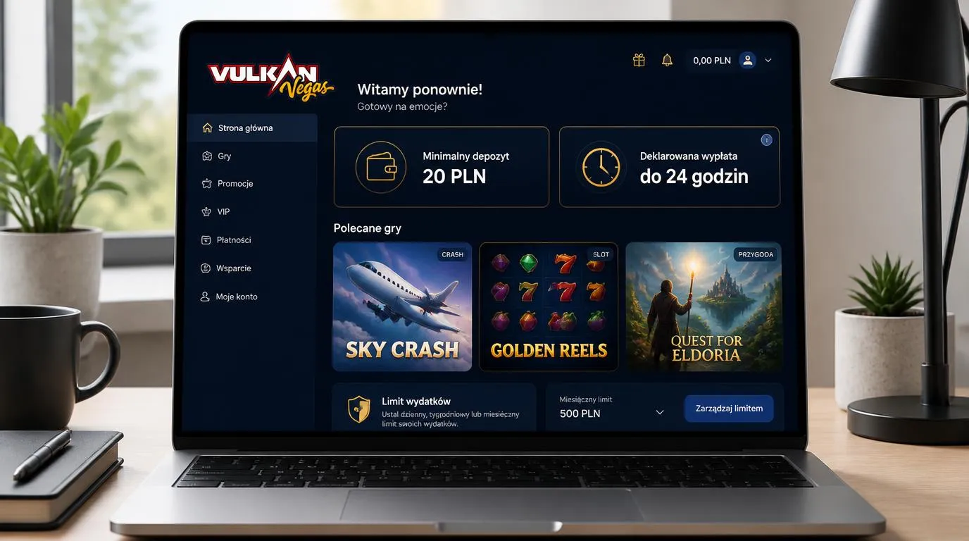 Panel kasyna z depozytem 20 PLN, deklarowanym czasem wypłaty do 24 godzin i biblioteką gier